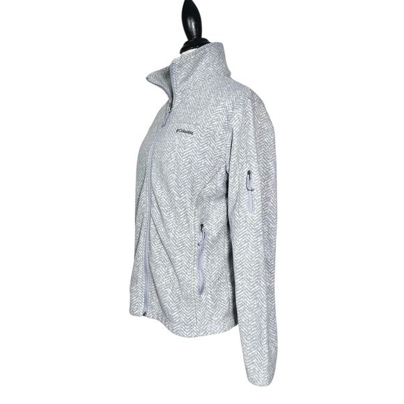 Columbia | Women | Gray Herringbone Fleece Lightweight Zip Up Jacket | Large - Picture 4 of 10
